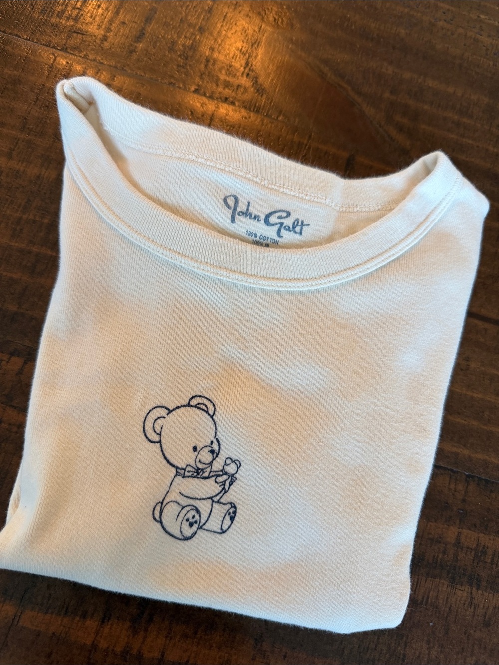 Brandy Melville Cream Pajama Top with Navy Bear Graphic